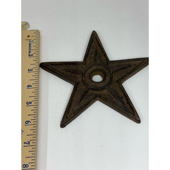 Set of 2 Cast Iron Texas Star Anchor Plates 6.5" Wall Decor Center Hole Rustic - Picture 8 of 8